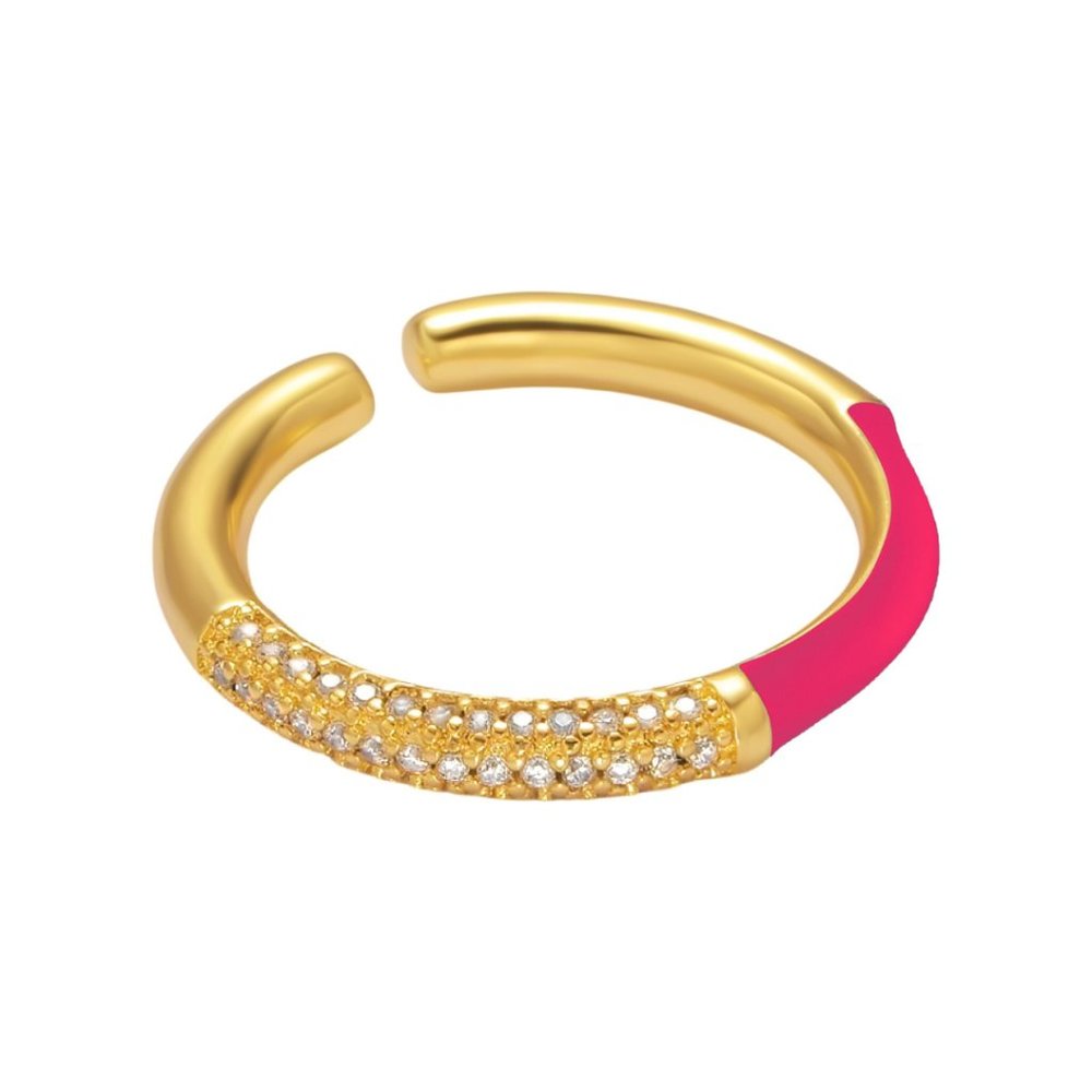 Gold Plated Pink Enamel Ring